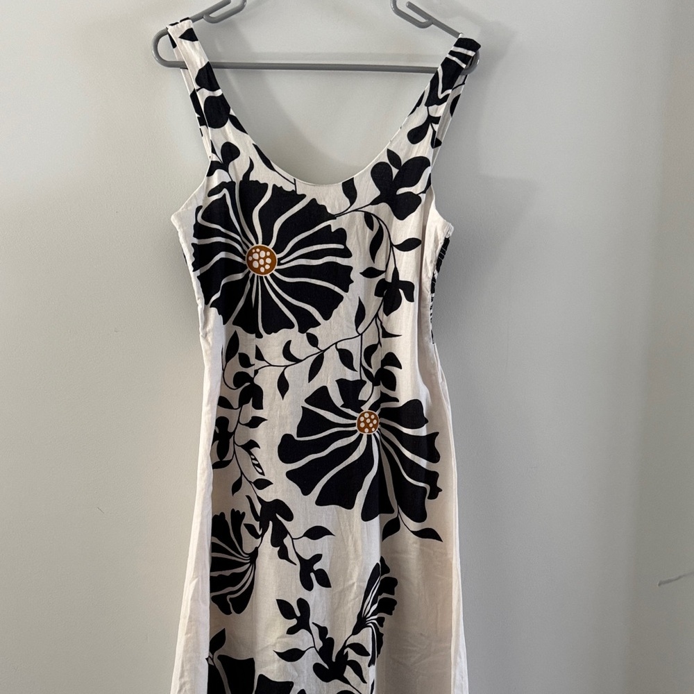 Cleobella White Maxi Dress with Black Floral Print